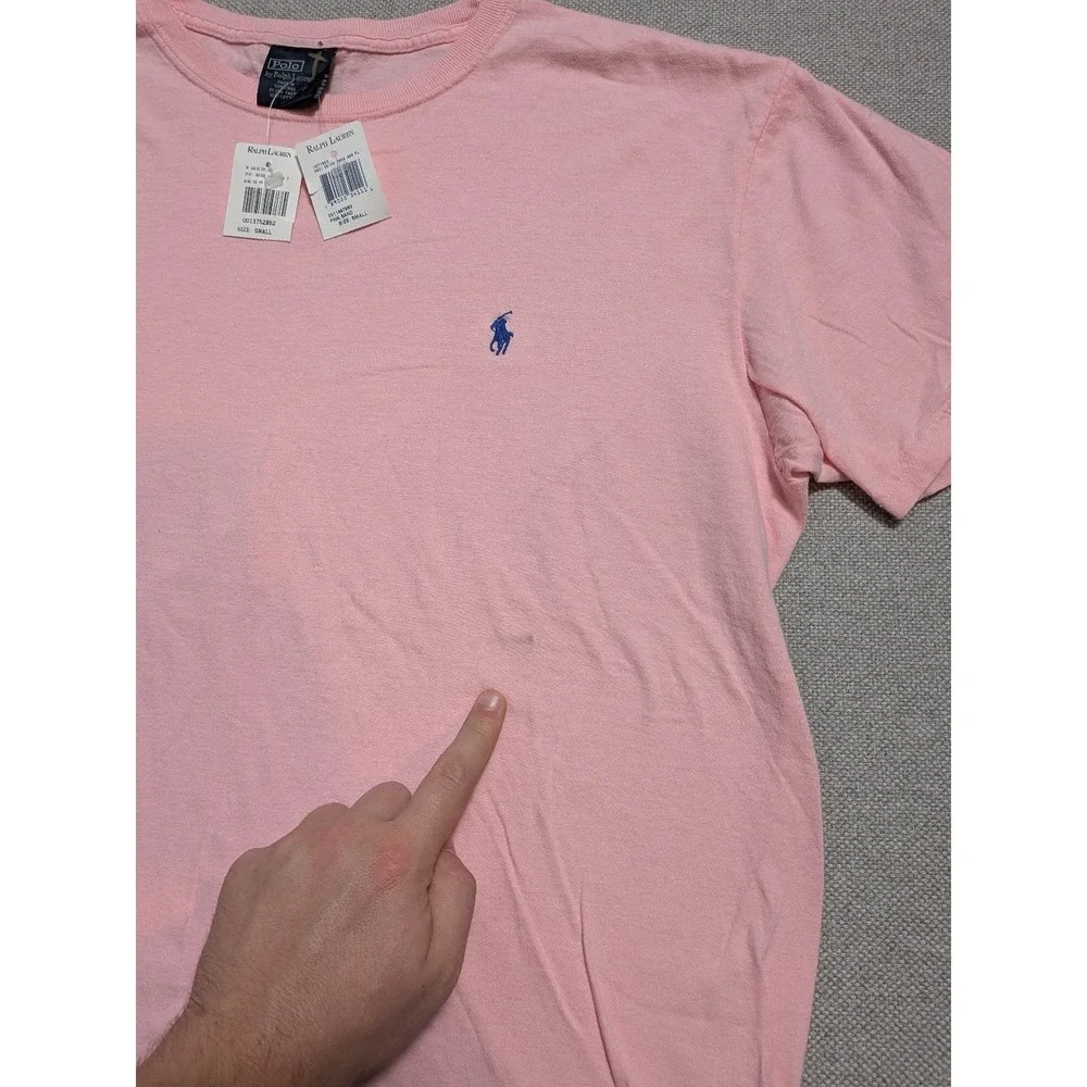 Polo Ralph Lauren T-Shirt Men's Pink Small Cotton Crew Neck Tee Pony Logo NWT